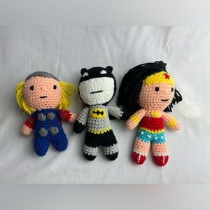 Superhero DC/Marvel Crocheted Dolls Batman/Thor/Wonder Woman